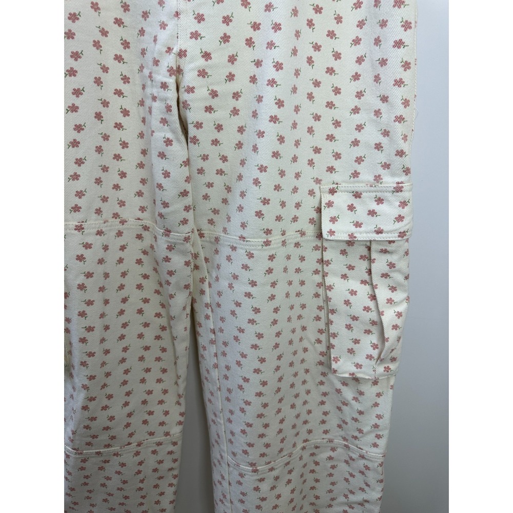 Altar'd State Ellis Floral Cargo Pants Cream Pink High Rise Wide Leg Size Medium - Picture 5 of 16